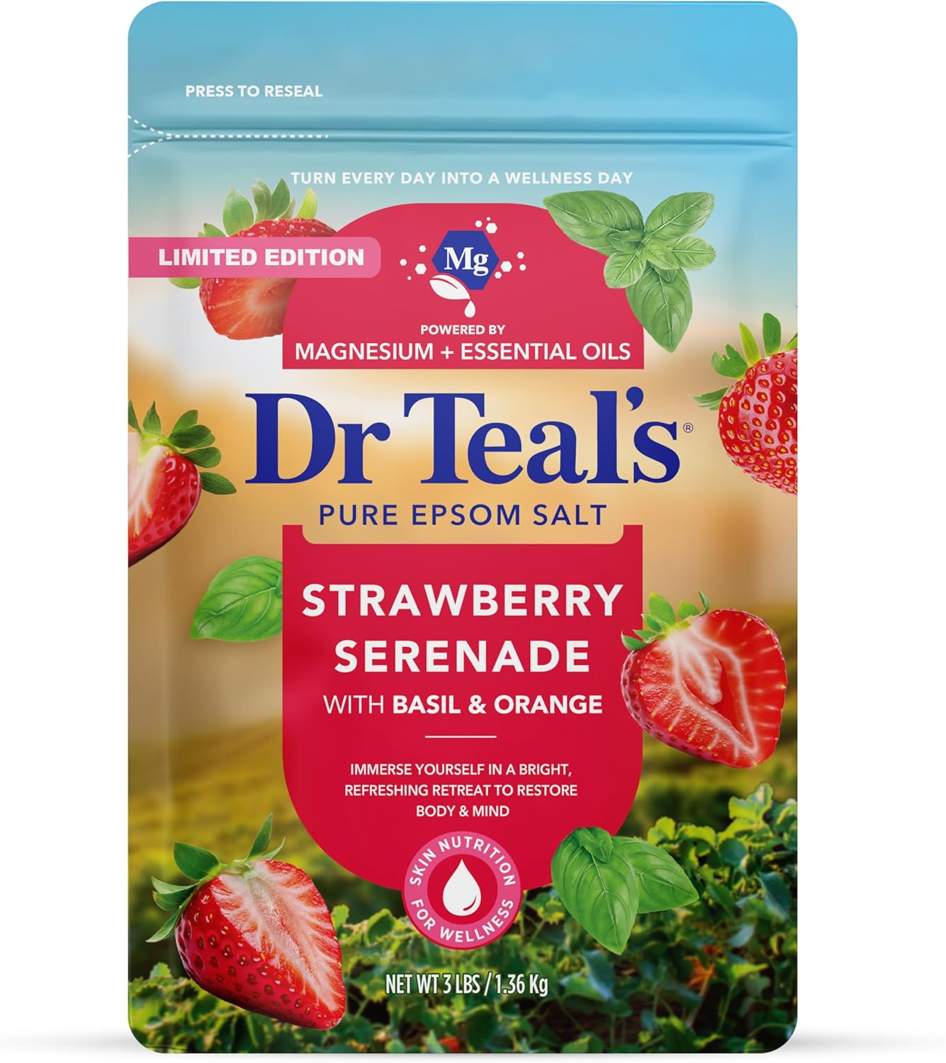 Bath Salts Magnesium - Epsom Salt Magnesium Soak, Strawberry Serenade