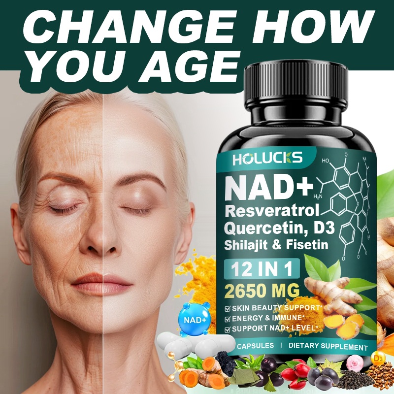Health Wellness Energy - HOLUCKS 12-in-1 NAD+ Supplement, with Resveratrol