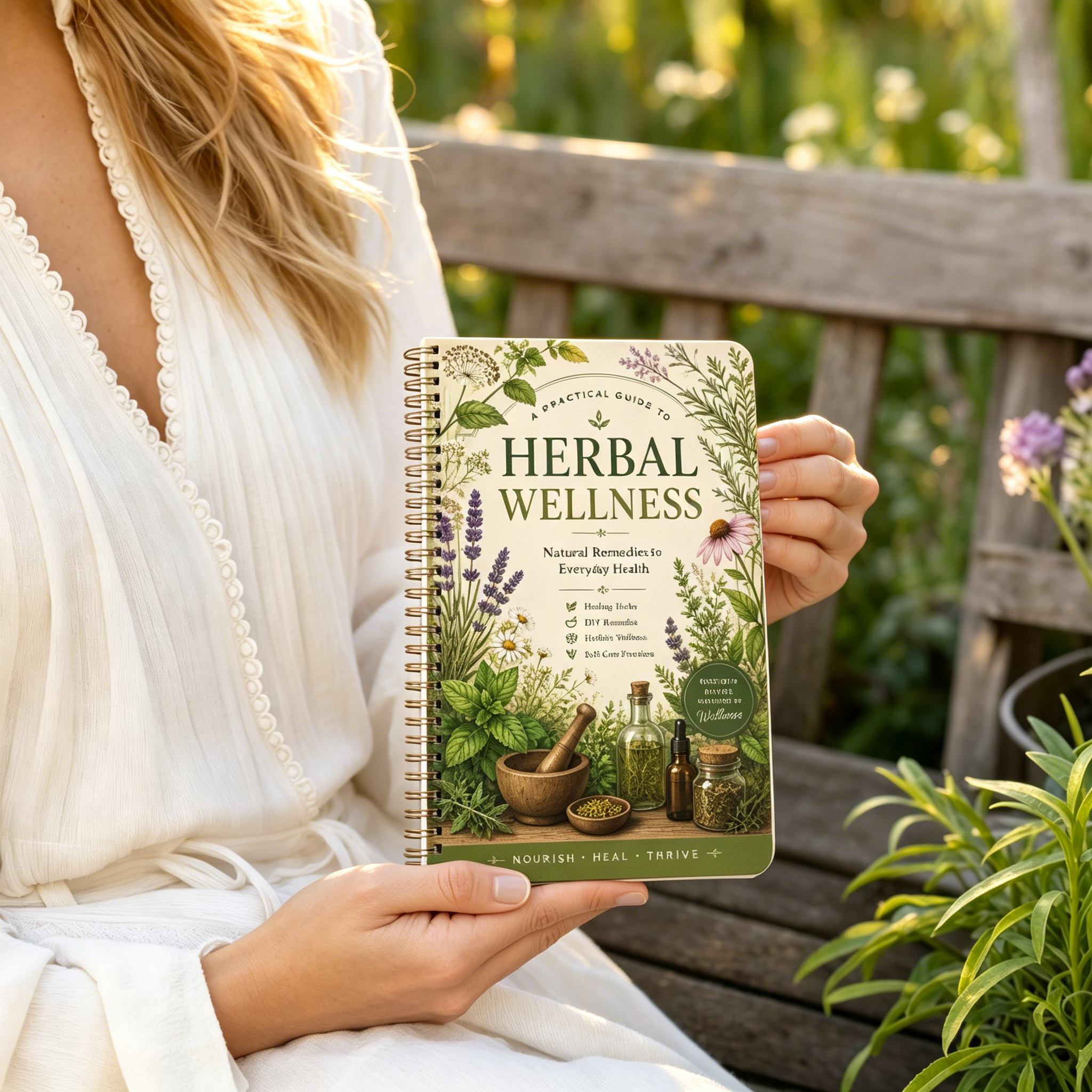Health Wellness Planner - Herbal Remedies Journal A5 Spiral Notebook