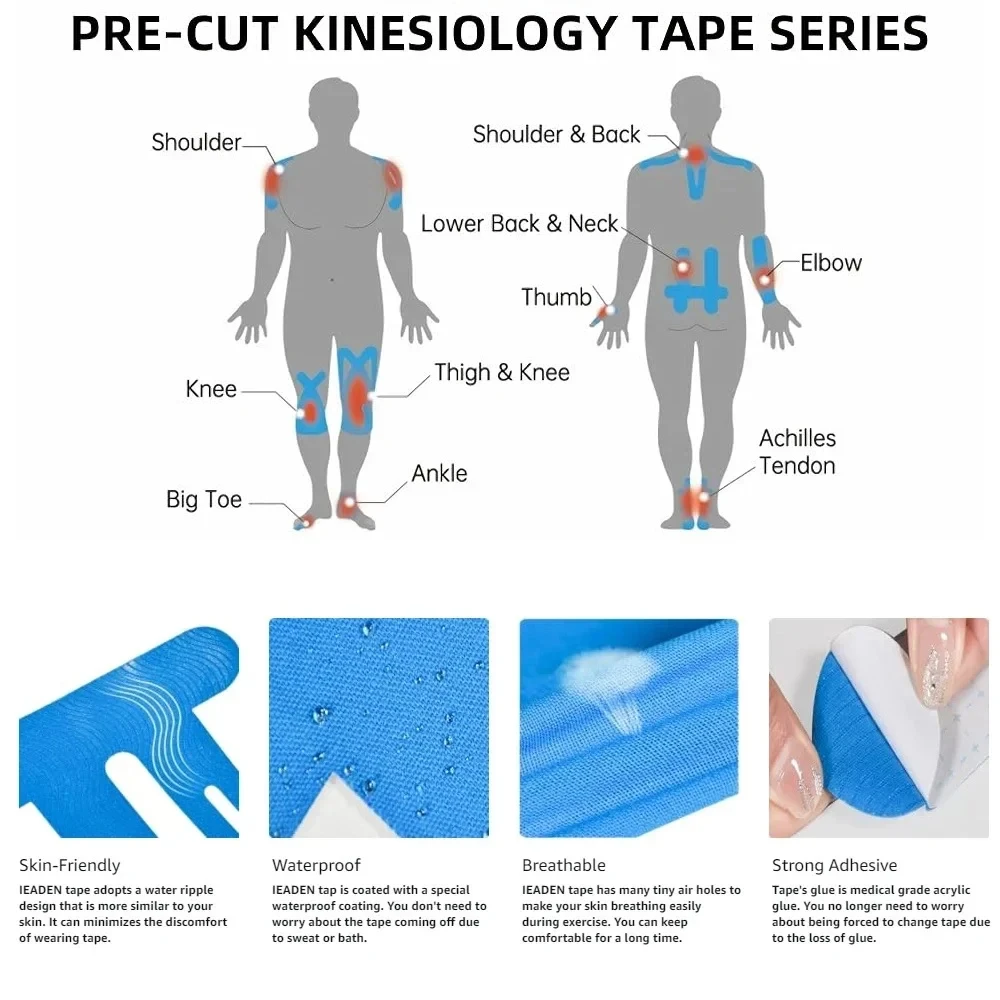 10PCS Precut Kinesiology Tape  - огляд і ціна Sports Taping Precut