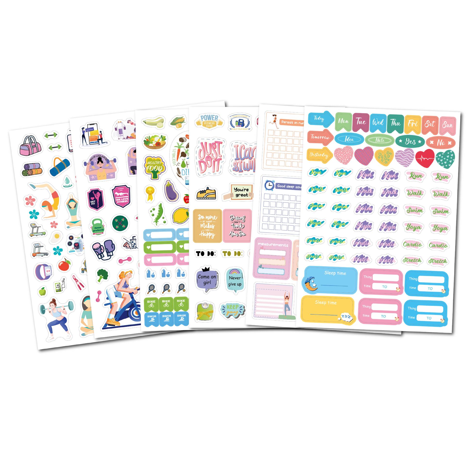 4 sheets/set Fitness Stickers  - огляд і ціна Fitness Journal Planner