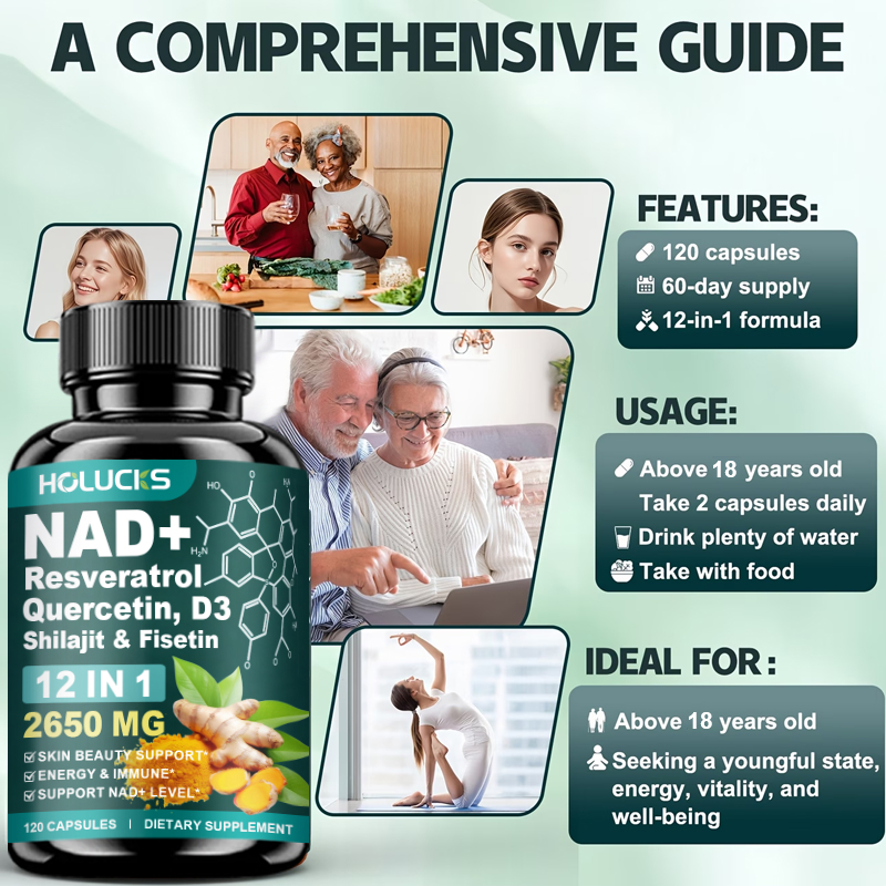 HOLUCKS 12-in-1 NAD+ Supplemen - огляд і ціна Health Wellness Energy
